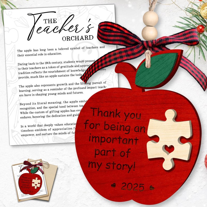 SUCHAGIFT Teacher Ornament - Teacher Christmas Ornaments for Tree - Teachers Gifts for Women - Teachers Daycare Provider Christmas Ornaments - Teaching Appreciation Gifts - Wood Ornament 2025 & Card - Image 1